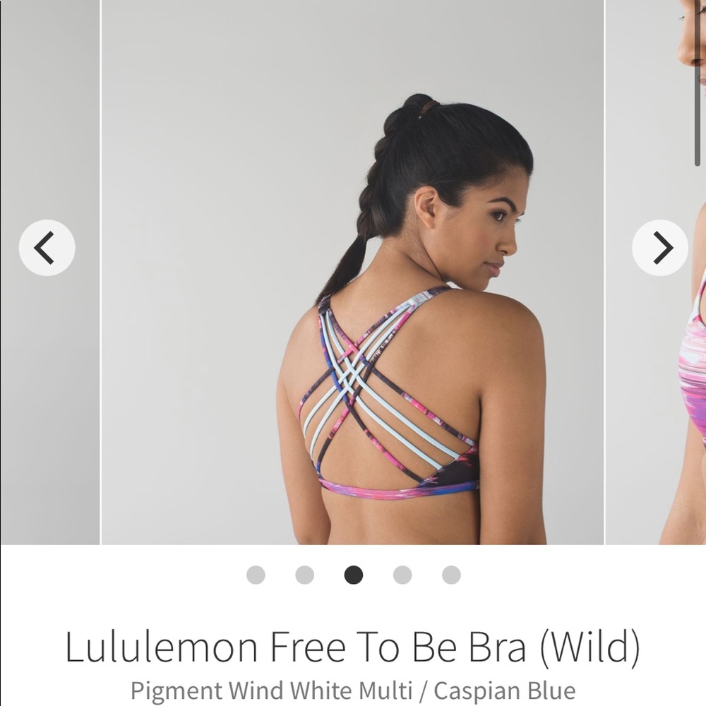 Lululemon free to be wild bra, pink and blue sz 4